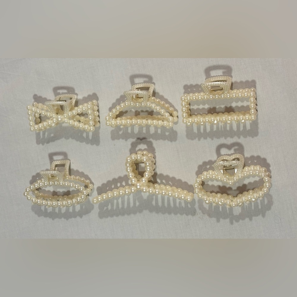 3/$15 | Hair Claw Clips | Gold Pearl Minimal Chic